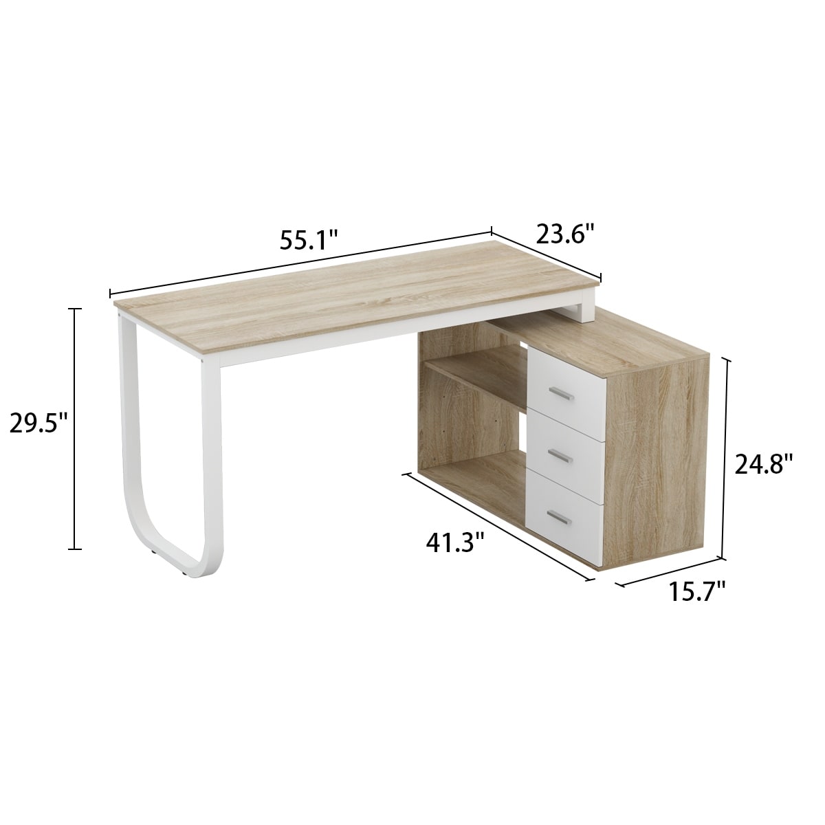 Glide Modern 3-drawer Wood and Metal Office Desk, 58-inches wide - On Sale  - Bed Bath & Beyond - 31294183