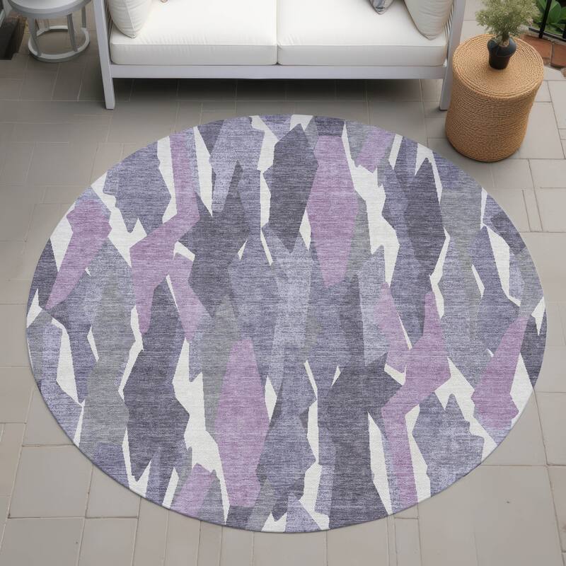 Machine Washable Indoor/ Outdoor Contemporary Dylan Chantille Rug - Purple - 8' x 8'