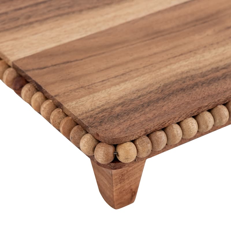 Acacia Wood Beaded Rect Riser