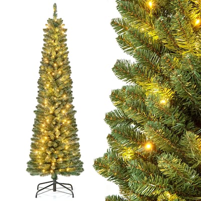 Gymax 6/7/8 FT Pencil Christmas Tree w392/523/671 Memory Wire Branch - See Details