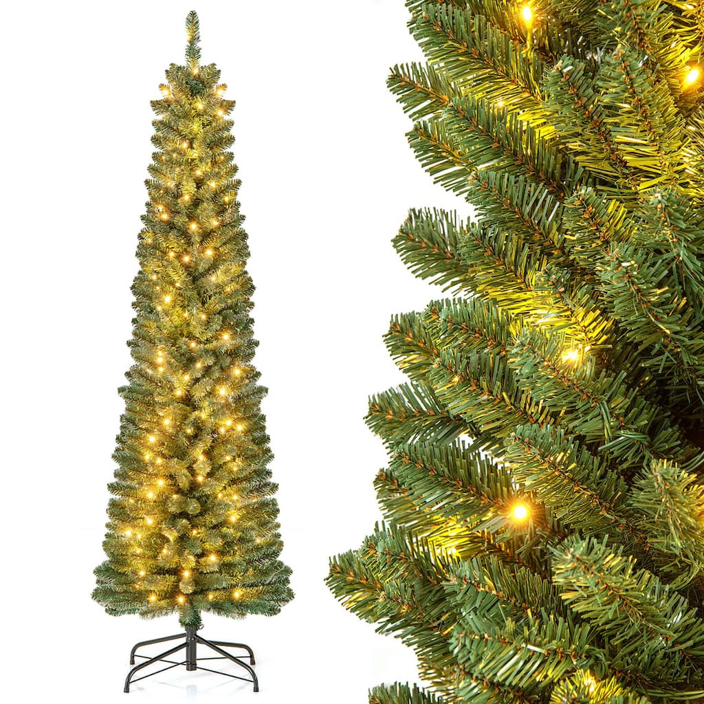 Gymax 6/7/8 FT Pencil Christmas Tree w392/523/671 Memory Wire Branch - See Details
