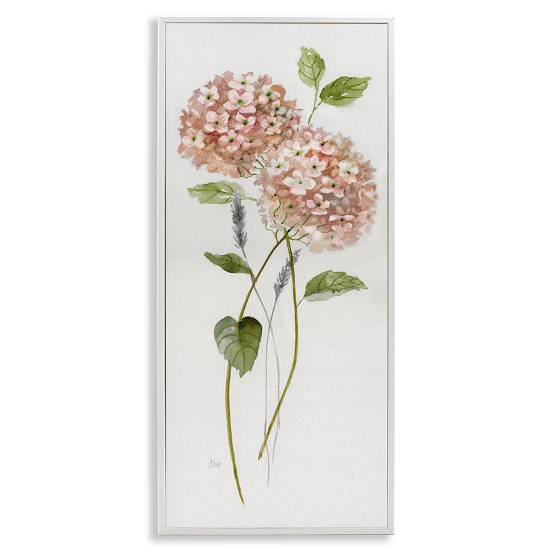 Stupell Two Pink Hydrangeas Framed Giclee Art Design By Nan - 13 x 30 - White