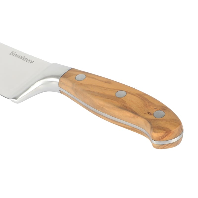 Bloomhouse 8 Inch German Steel Chef Knife W/ Italian Olive Wood Forged Handle