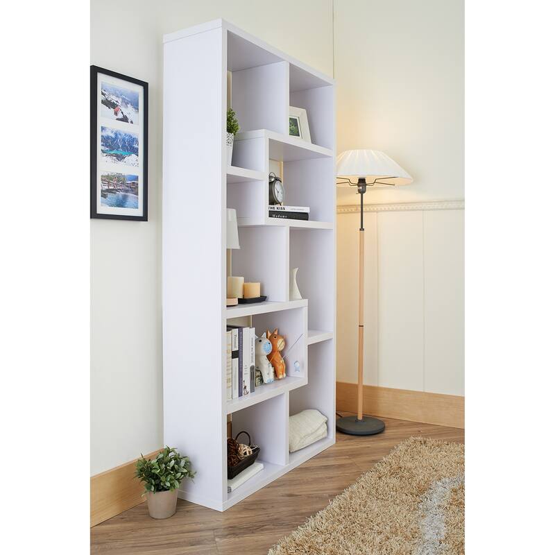 DH BASIC Modern Geometric 8-Shelf Open-Back Bookcase by Denhour