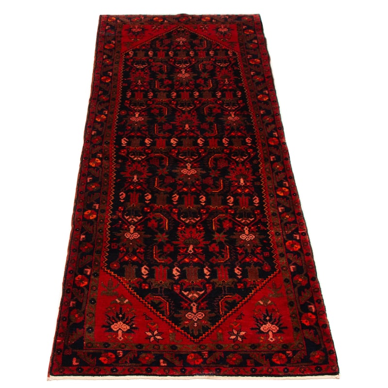 Andelz Navy, Red Rug 3'8" x 9'10" - 3'8 x 9'10