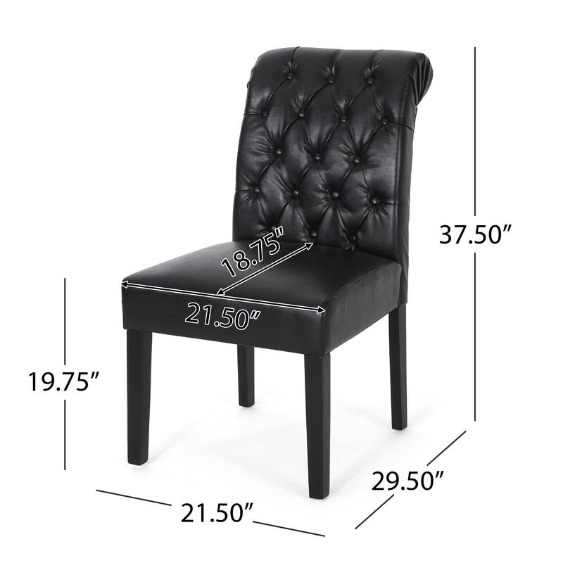 Modern Set of 2 Dining Chairs with Tufted Diamond-Stitched Backrest, Padded Seat, Solid Wood Legs for Dining Room, Living Room