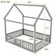 preview thumbnail 5 of 3, Full Size Wood House Bed with Fence and Door