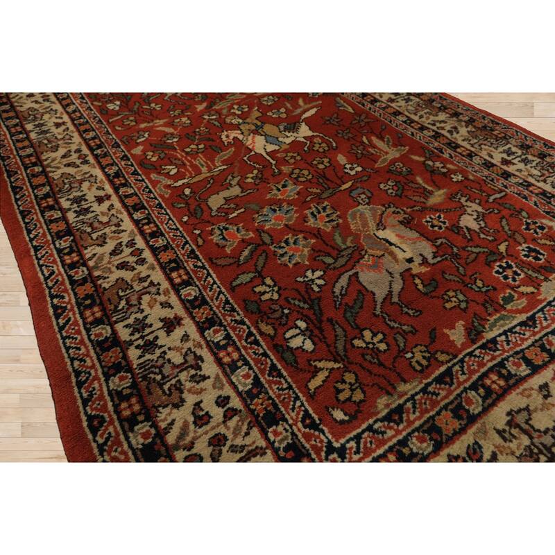 3'1''x18'8'' Runner Hand Knotted Wool Burnt Orange Kashan Area Rug - 3' 1'' x 18' 8''