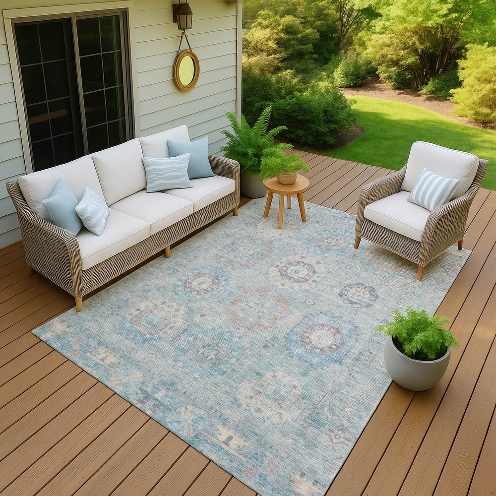 Machine Washable Indoor/ Outdoor Vintage Traditional Chantille Rug