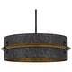preview thumbnail 6 of 6, Lariat 3-Light Old Black Drum Pendant Light with Wooden Trim