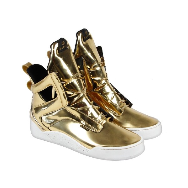 gold patent shoes