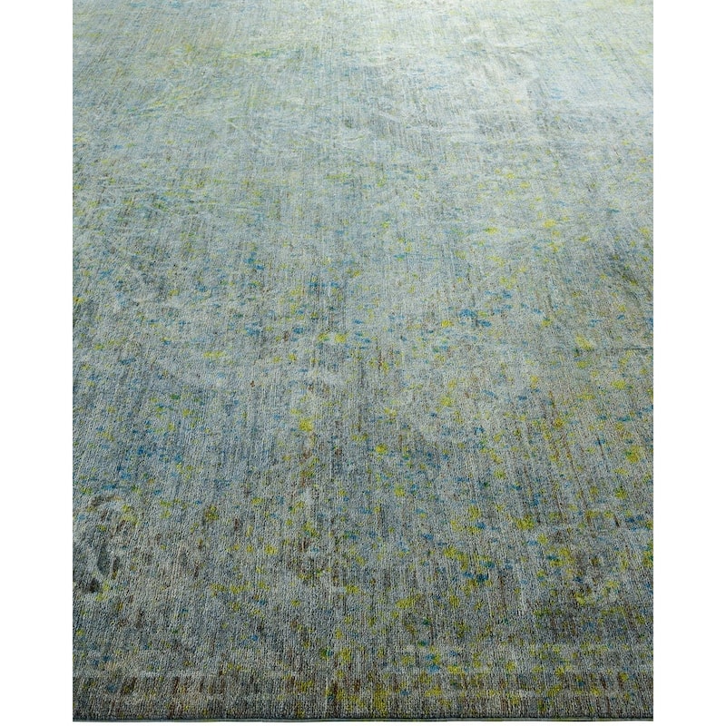 Overton Hand Knotted Wool Vintage Inspired Modern Contemporary Overdyed Gray Square Area Rug - 9' 0" x 9' 4"