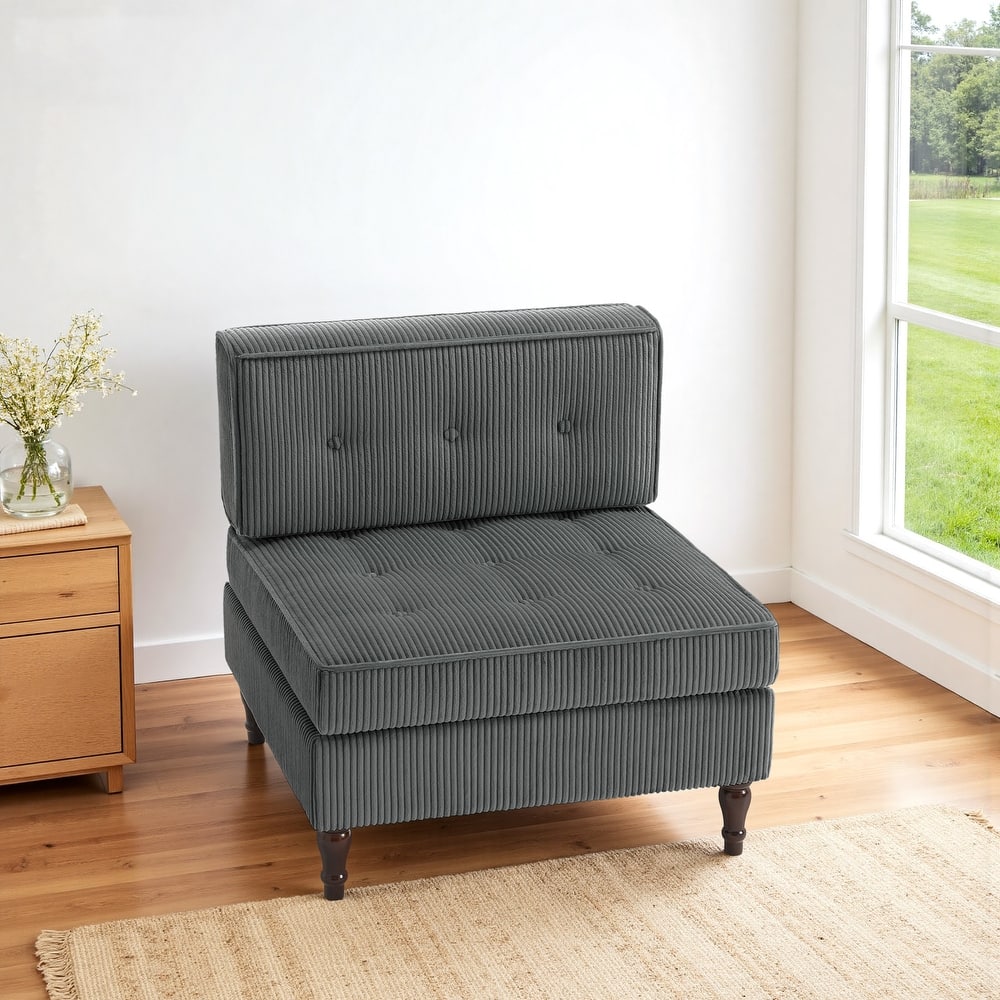 32.57" W Upholstered Corduroy Armless Accent Chair