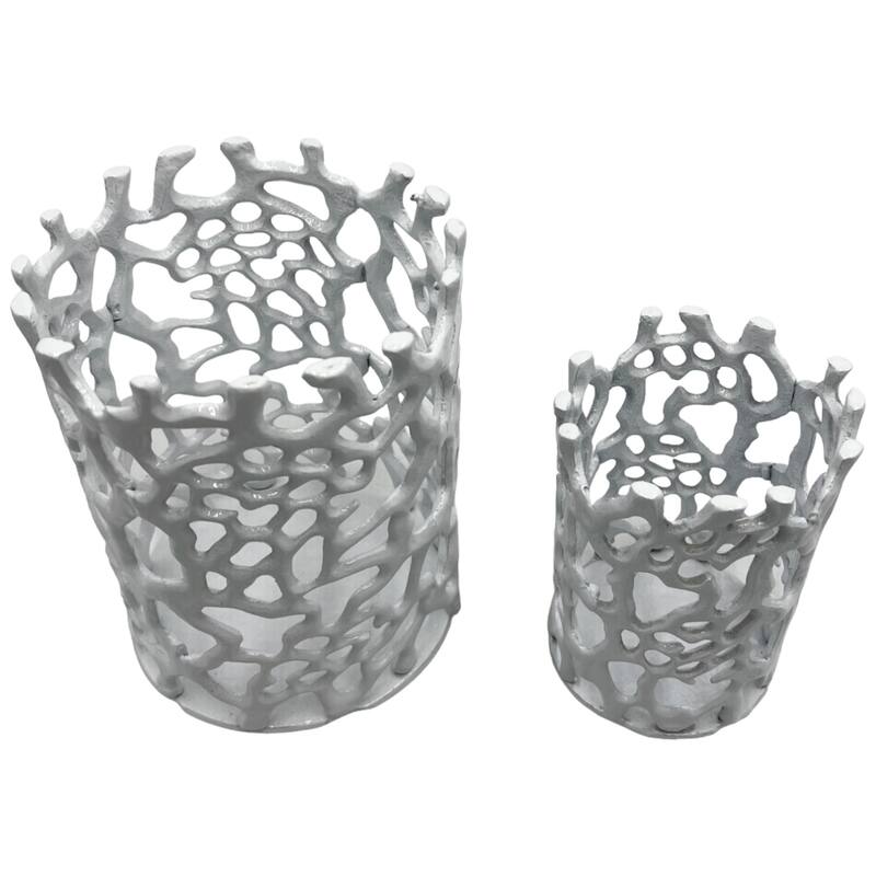 Set of 2 Decorative Handmade Aluminum Modern Candle holder - 6.5 x 6.5 x 8.5 in