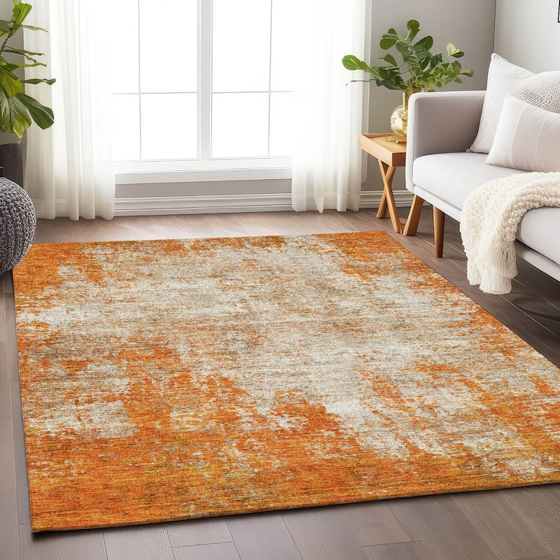 Premium Washable Super Soft Solid Casual Mayfield Rug - Orange - 10' x 14'