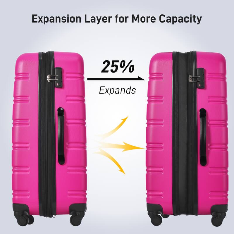 2-Piece Modern Luggage Sets, Hard-Shell Luggage with 360° Swivel Spinner and TSA Lock, for Boarding Travel, Pink
