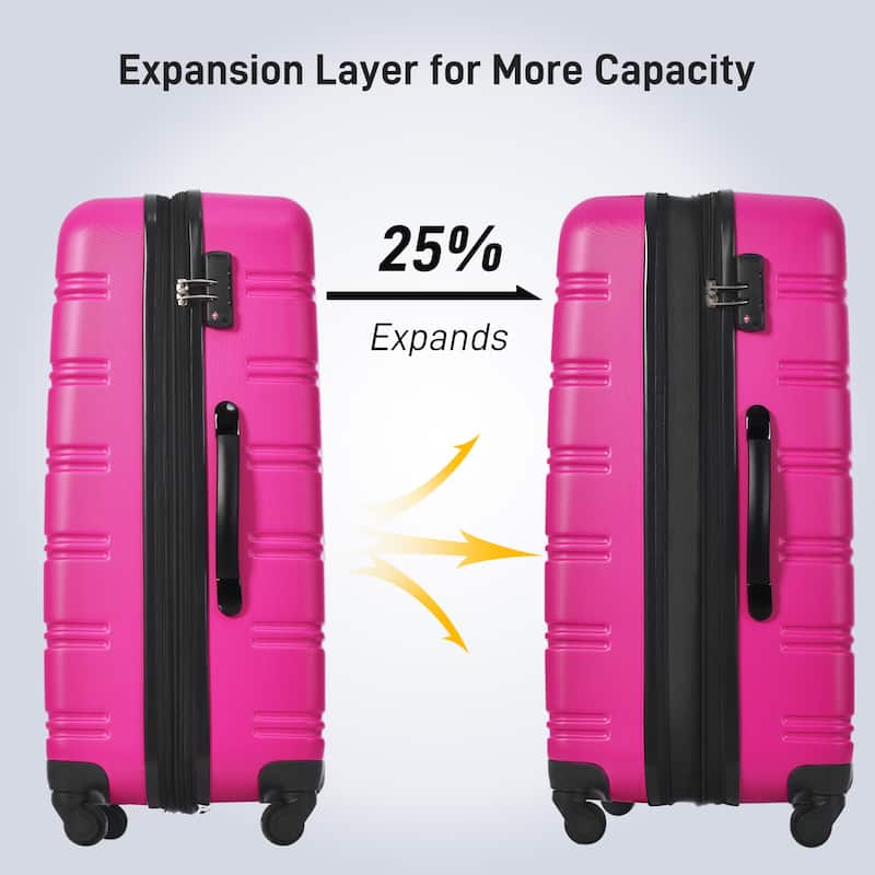3 Piece Luggage Set Hardside Expandable Spinner Suitcase with TSA Lock Aluminum Handle 20" 24" 28"