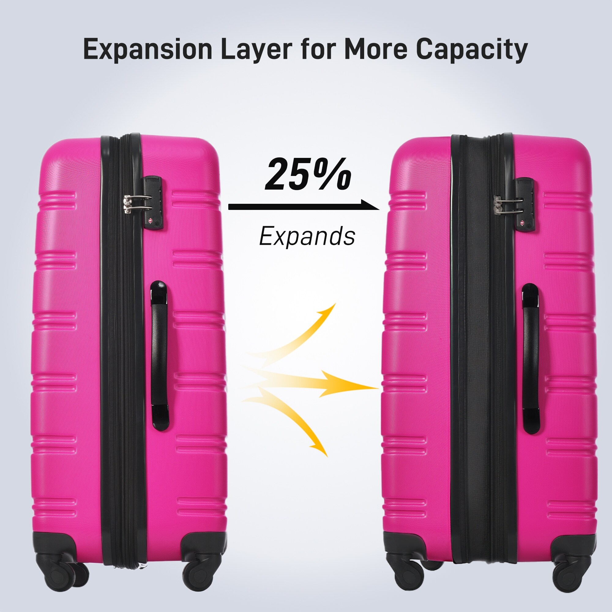 4-pcs Hardshell Luggage Sets Includes a Travel Bag, Storage Bags