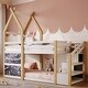 preview thumbnail 1 of 11, Storage Staircase House Bunk Bed with 2 Blackboards, Twin Bed Frame White - Twin