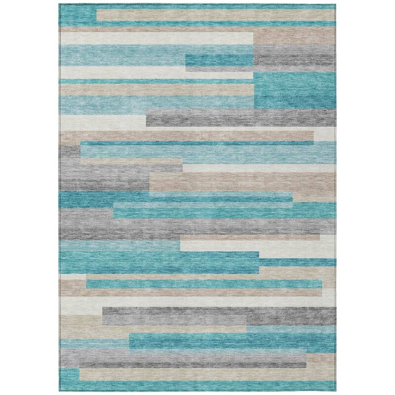 HomeRoots Striped Transitional Rectangle Outdoor Rug