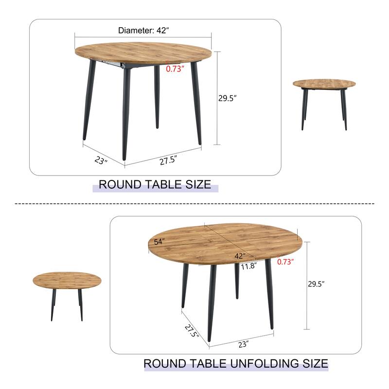 Smart Retractable Walnut MDF Table with Black Metal Legs – Sleek Modern Design for Contemporary Homes