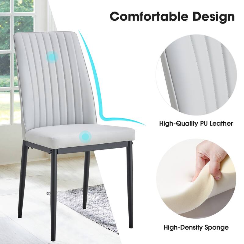 Modern Curved Back 4 Piece Kitchen Chairs Dining Chairs with Upholstered, Metal Legs for Dining Room Kitchen Living Room