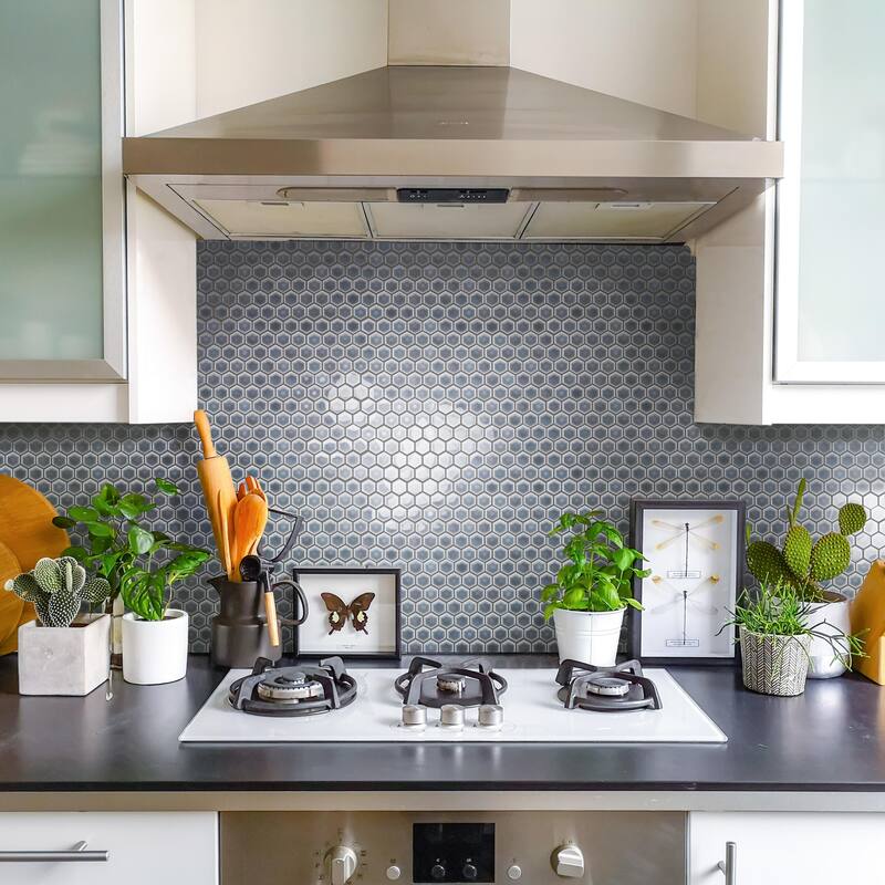 Merola Tile Hudson 1" Hex Imperial Grey 11-7/8" x 13-1/4" Porcelain Mosaic Floor and Wall Tile - Case (10 Tiles)