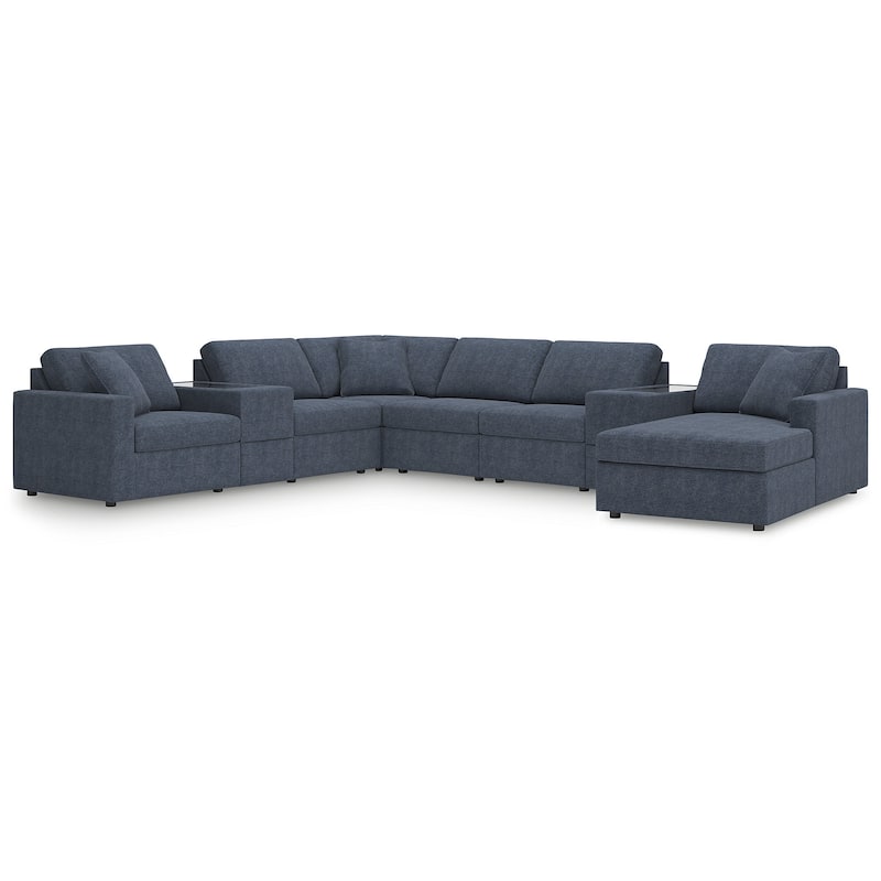 Signature Design by Ashley Modmax 8-Piece Sectional with Chaise and Storage Consoles - 157" W x 124" D x 36" H - Blue - Left Facing