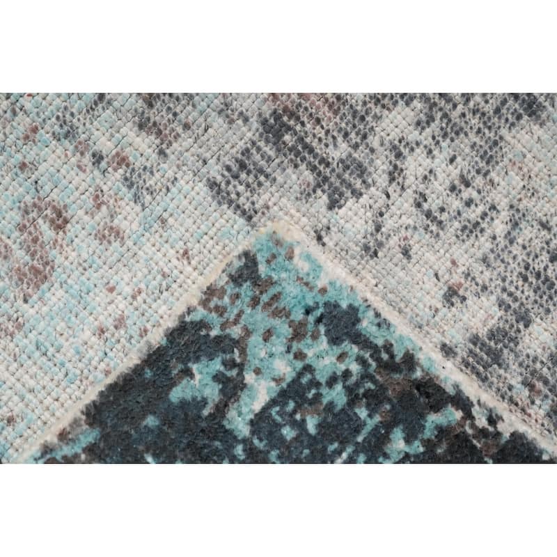 Hand Knotted Oriental Viscose Silk Carpet Modern Abstract Multi-Colored Abstract Area Rug - 7' 7'' X 5' 7''