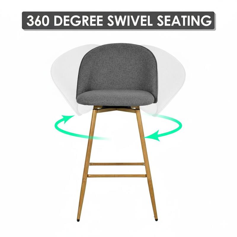 Homy Casa Upholstered Counter Stools with Curved Back and Metal Legs for Kitchen Islands,Breakfast Bars