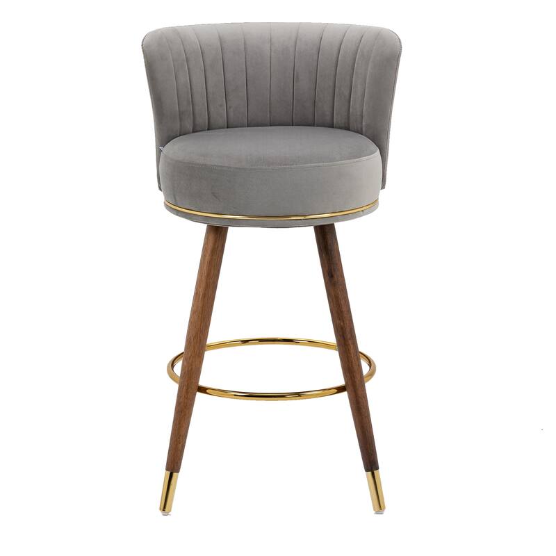 360 degrees Counter Height Bar Stools with Solid Wood Legs Set of 2