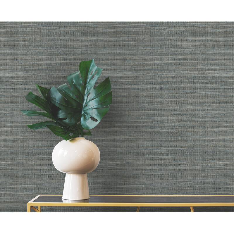 Winn Sapphire Faux Grasscloth Wallpaper