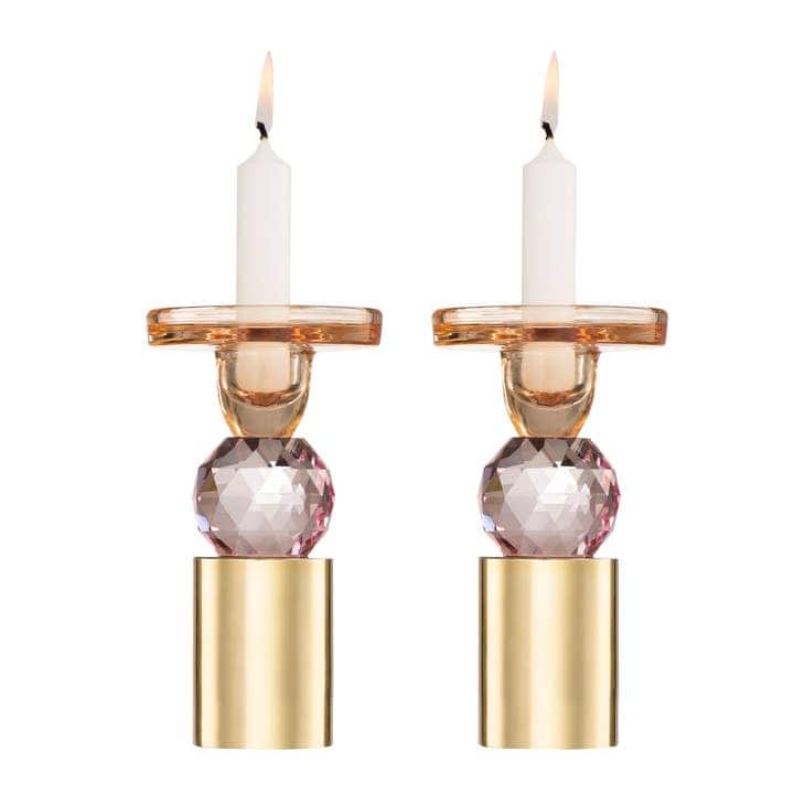 6.5" Crystal Candlesticks, Set of 2