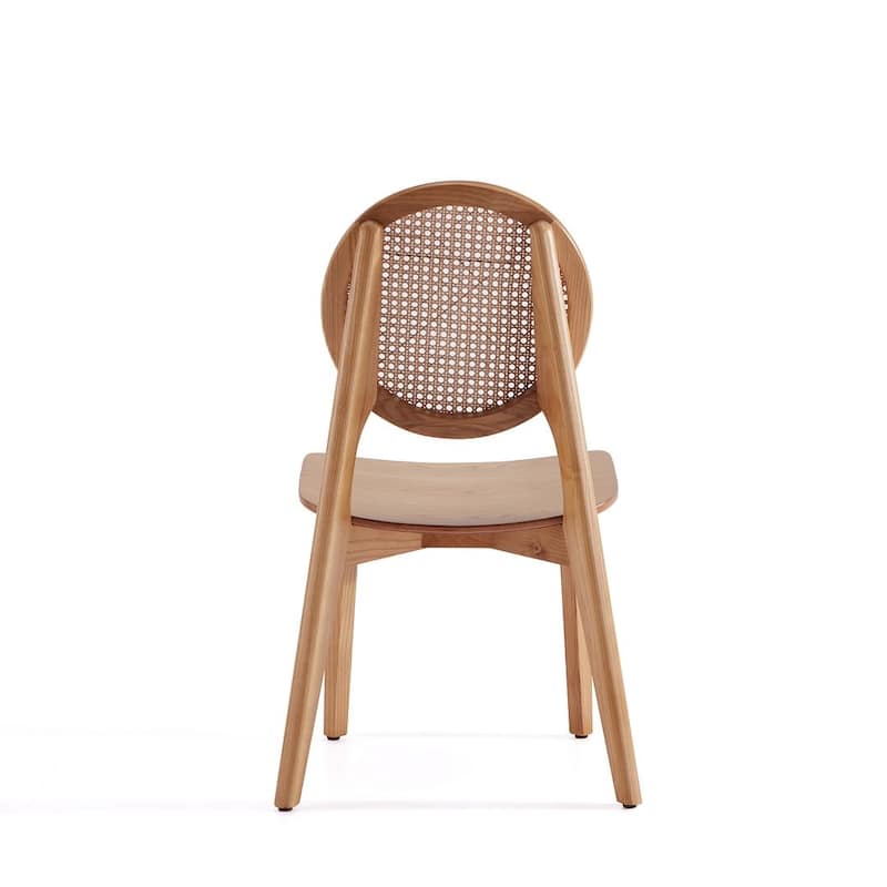 Manhattan Comfort Versailles Round Dining Chair in Black and Natural Cane - Set of 2