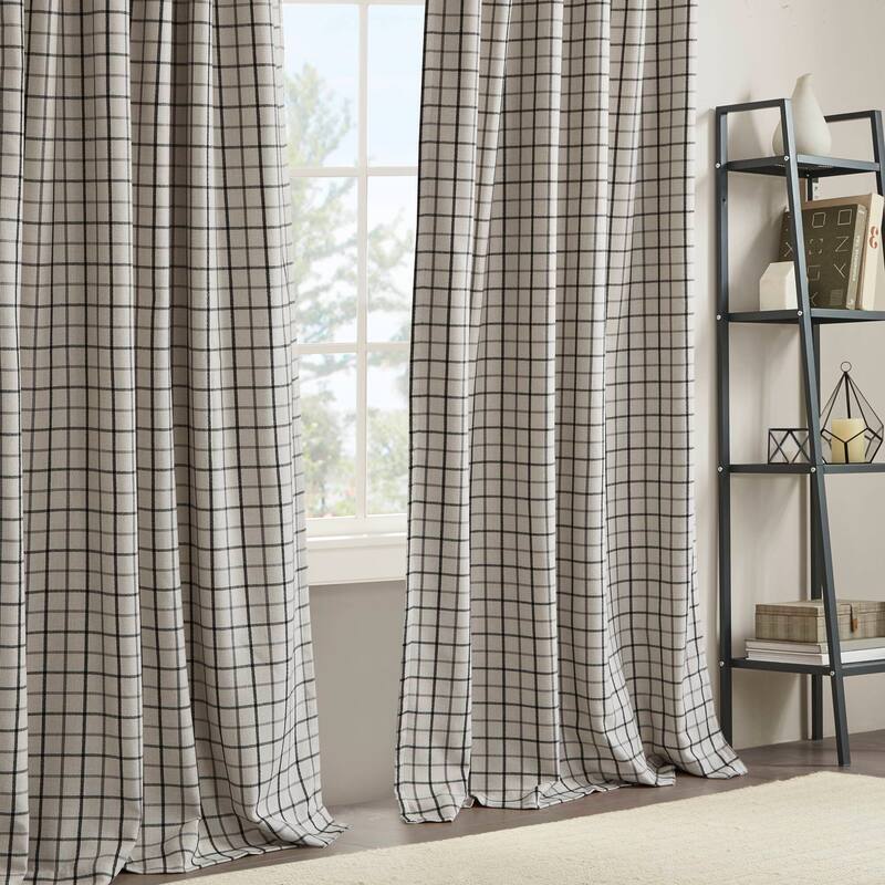 1PC Plaid Rod Pocket and Back Tab Curtain Panel with Fleece Lining