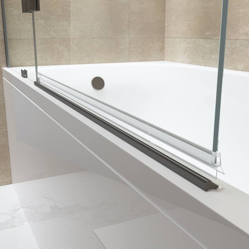 FELYL 48-inch Hinged Frameless Tub Door with Heat Soaking Process and Protective Coating Clear Glass