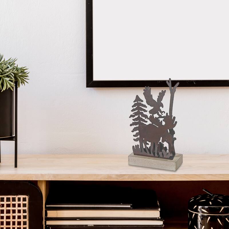 Metal And Wood Moose Large