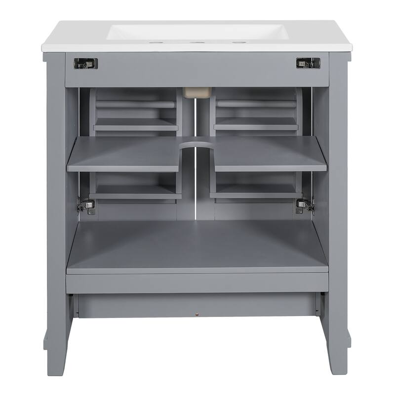 Bathroom Vanity with Sink, Freestanding Bathroom Storage Cabinet, Bathroom Cabinet with 2 Soft-Close Doors & 1 Divided Drawer