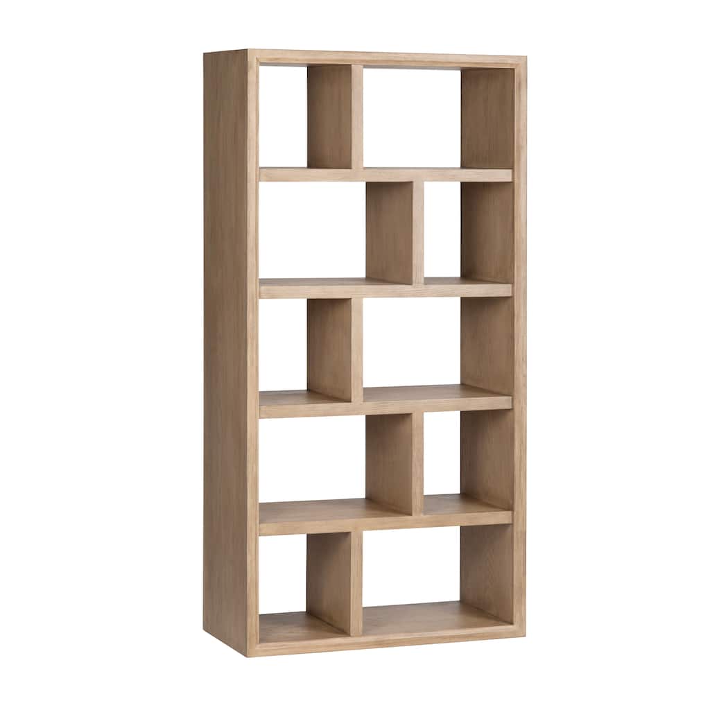 36 in. Tan Solid Wood 10 Shelf Bookcase
