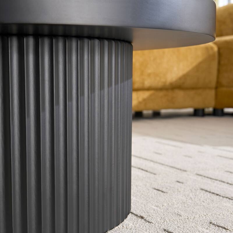 Set of 2 Coffee Table,MDF Round Coffee Table Sintered Stone Tabletop for Living Room