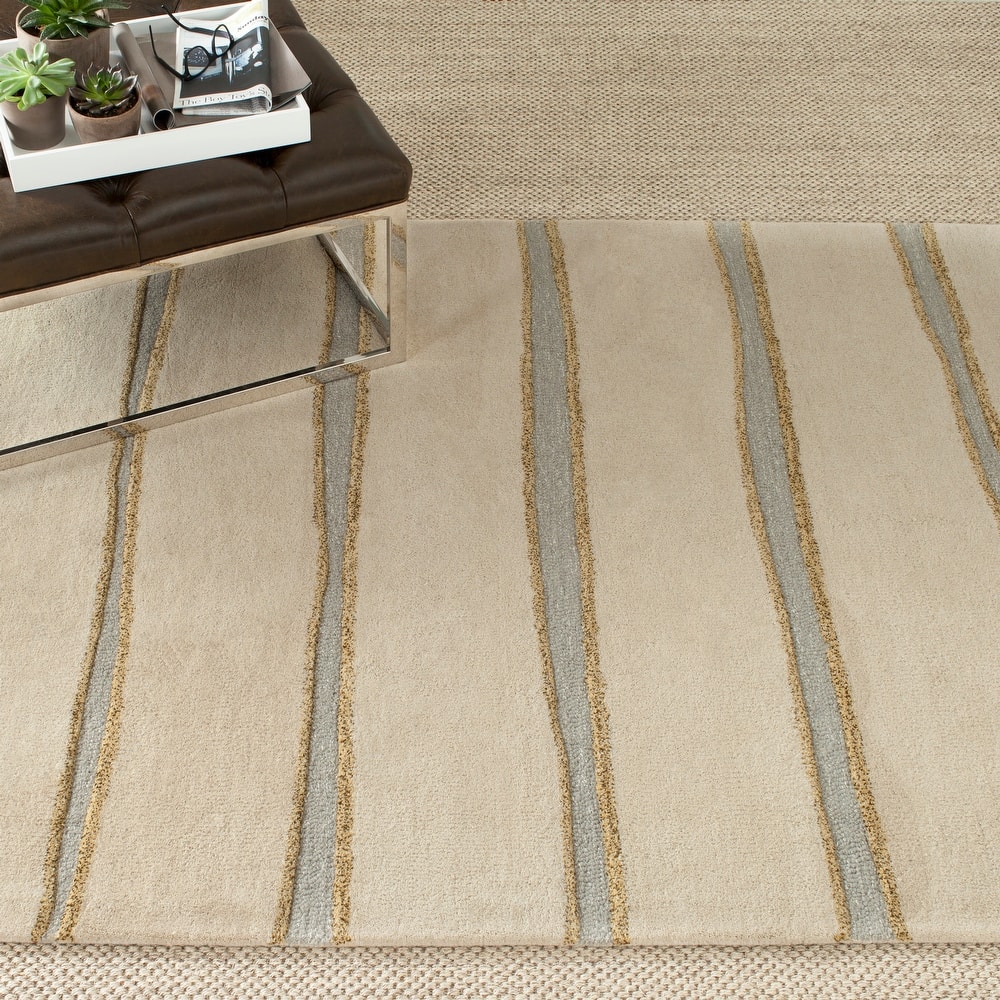 Martha Stewart by SAFAVIEH Chalk Stripe Wool/ Viscose Rug