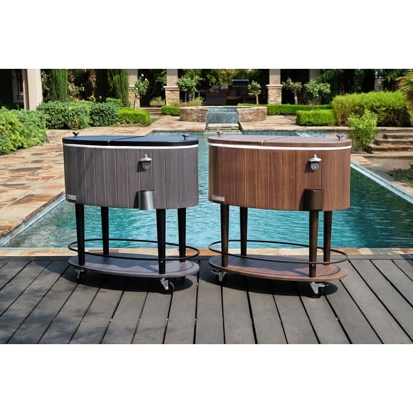 slide 1 of 23, Permasteel Wood Grain Oval Shape Patio Cooler