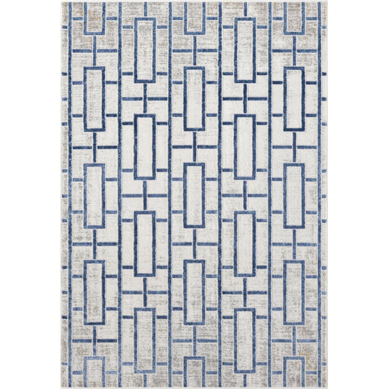 Abani Atlas Collection ATL100A Contemporary Seamless Rectangle Blue Grey Area Rug