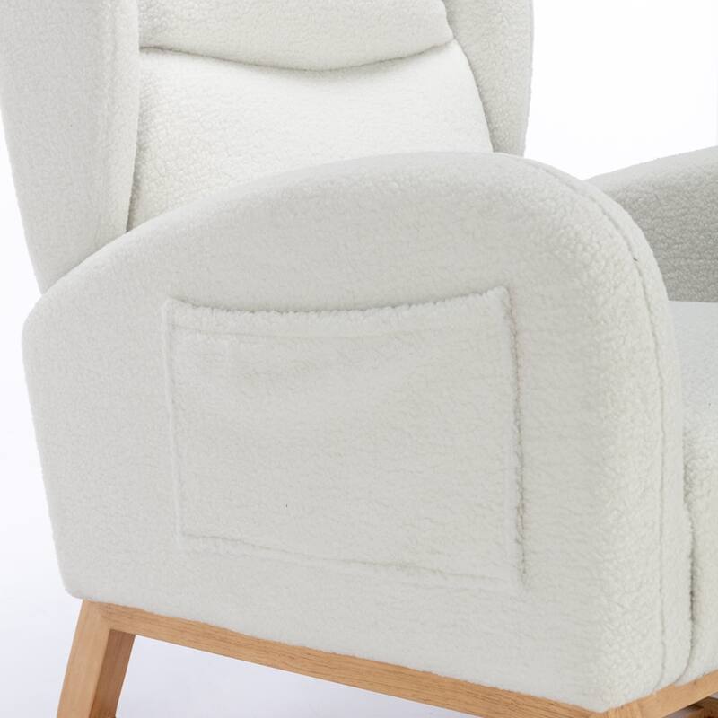 Modern Teddy Fabric Rocking Chair With Packet Wood Leg