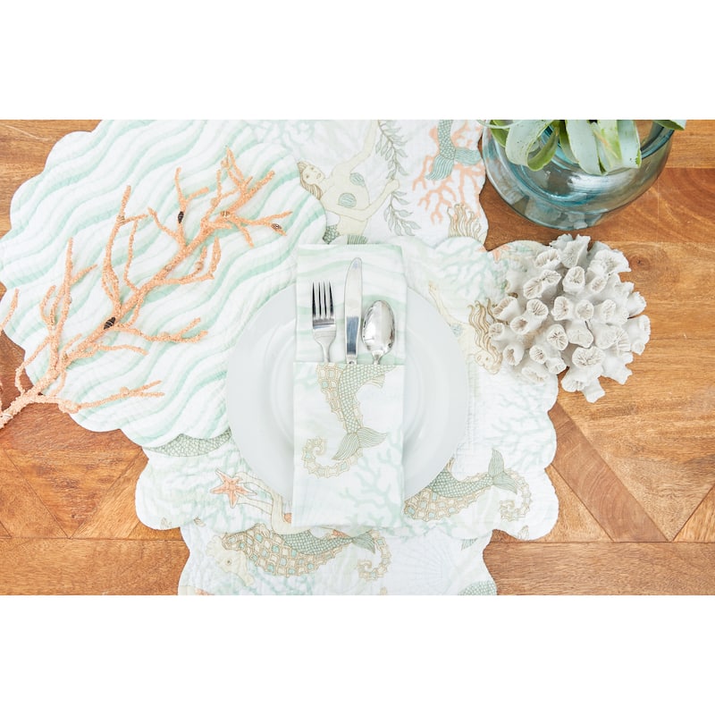 Mystic Echoes Cotton Quilted Round Reversible Placemat Set of 6 - Set of 6