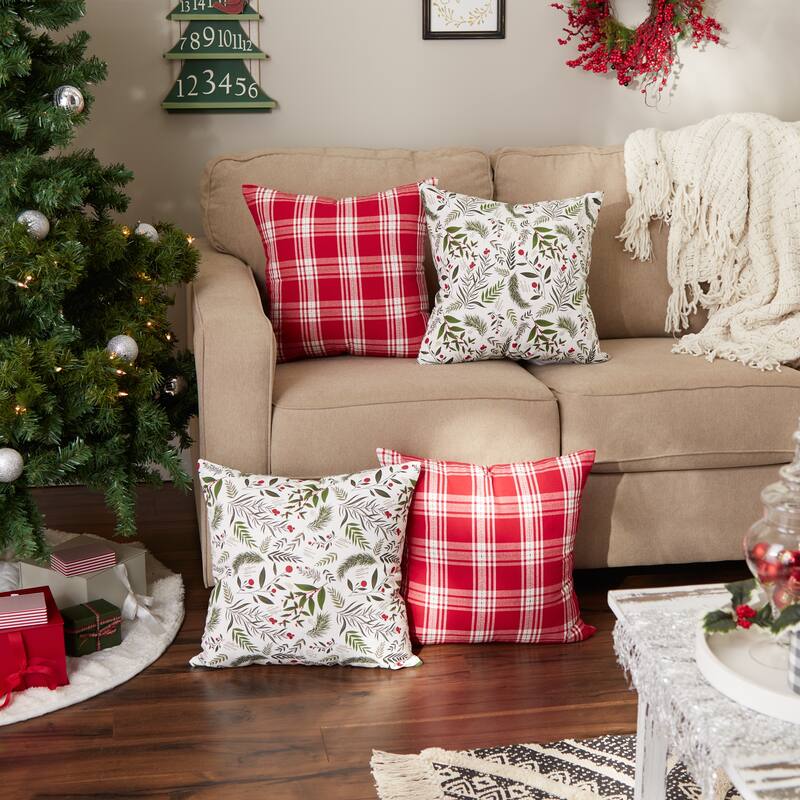 Christmas Plaid Pillow Cover 18x18 (Set of 4)