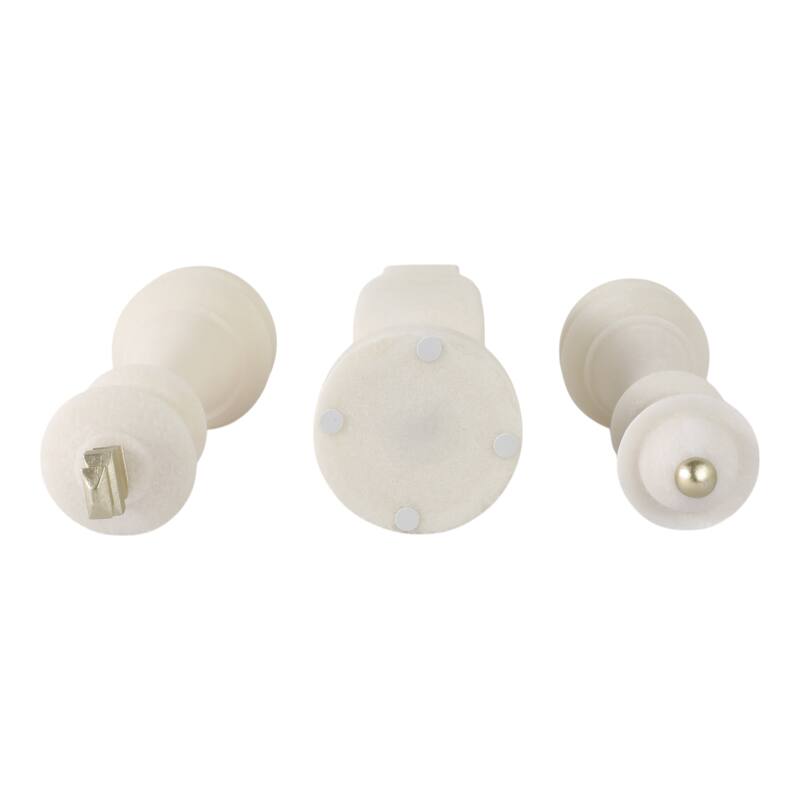 Polyresin Decorative Objects Chess Design (Set of 3) - 16/14/13" White - 5" x 5" x 16"