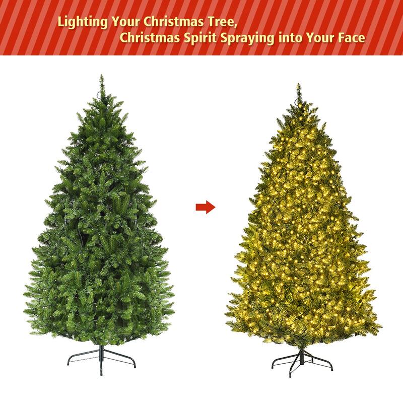 Gymax 6ft Pre-lit LED Light Christmas Fir Tree w/8 Flash Modes Patio