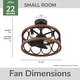 preview thumbnail 7 of 11, Hunter Haven 22" Fandelier Ceiling Fan w/ Light, Remote - Modern, Industrial, Farmhouse - Small Spaces