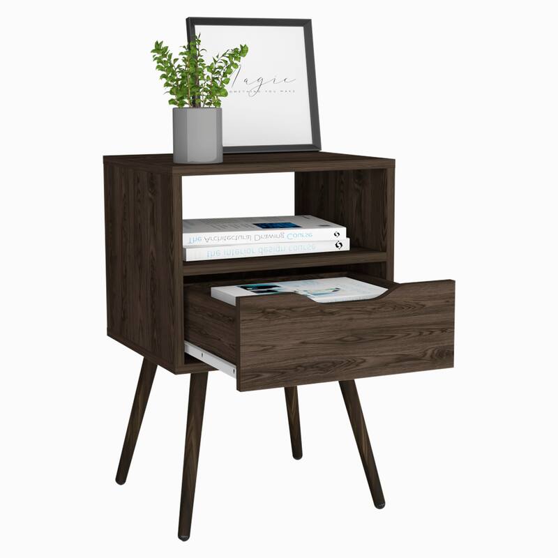 Bedroom Nightstand With Open Shelf